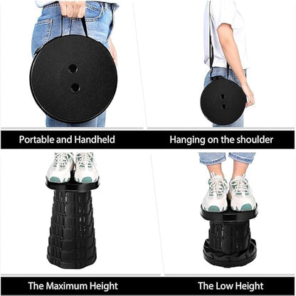 Upgraded Camp Chair,Portable Folding Stool,Folding Camp Chair,Collapsible Stool,Retractable Seat or Foot Rest,Foldable Camping Stool for Outdoor Fishing Hiking Gardening Travel BBQ -Max 400lbs (Black)