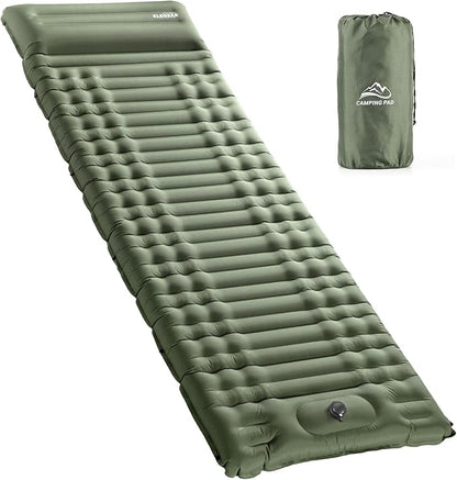 Elegear Self Inflating Sleeping Pad for Camping, 4" Ultra-Thick Camping Mattress Pad with Pillow Built-in Foot Pump, Portable Sleeping Mat for Backpacking, Hiking, Tent