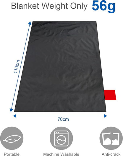 Picnic Blanket, Mini Pocket Beach Mat 27.5 x 43.3IN (1-2 People) Foldable, Lightweight Waterproof Sand Free, Foldable Thin Ground Sheet for Outdoor Camping Hiking Travel - with Hand Strap