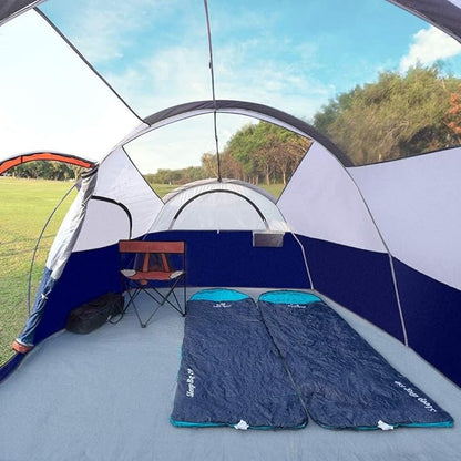 CAMPROS CP Tent 8 Person Camping Tents, Weather Resistant Family Tent, 5 Large Mesh Windows, Double Layer, Divided Curtain for Separated Room, Portable with Carry Bag