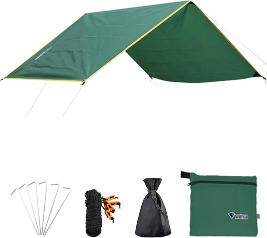 Azarxis Hammock Camping Tarp Rain Fly, Waterproof Tent Footprint Shelter Canopy Sunshade Cloth Picnic Mat for Outdoor Awning Hiking Beach Backpacking - Included Guy Lines & Stakes