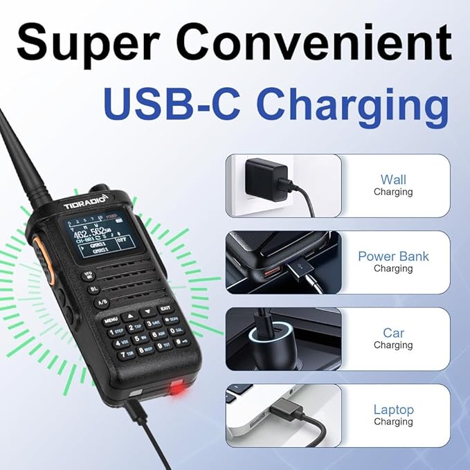 (2nd Gen) TIDRADIO TD-H8 GMRS Radio Long Range Two-Way Radio with USB-C 2500mAh Battery,APP Programmable,Dual Band and NOAA Weather Receiver & Scan,SOS,DTMF,Walkie Talkie,Support Chirp (1 Pack)