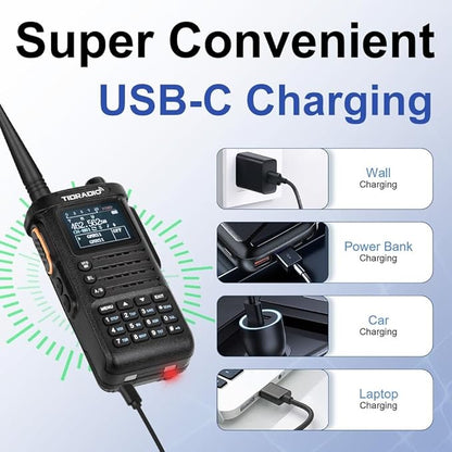 (2nd Gen) TIDRADIO TD-H8 GMRS Radio Long Range Two-Way Radio with USB-C 2500mAh Battery,APP Programmable,Dual Band and NOAA Weather Receiver & Scan,SOS,DTMF,Walkie Talkie,Support Chirp (1 Pack)