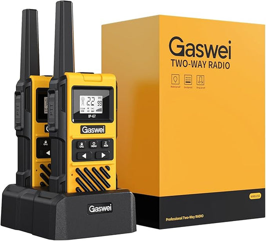 Gaswei G1pro Heavy Duty Walkie Talkies for Adults, Rechargeable Two Way Radios Long Range, 2 watt Emergency Radio, IP67 Waterproof, VOX，Rechargeable, Portable, FRS, Durable, USB Type-c (2 pack)