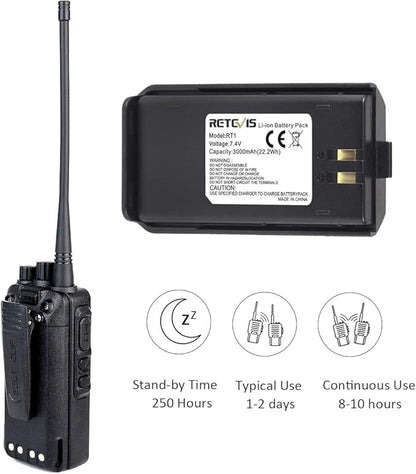 Retevis RT1 Long Range Walkie Talkies,High Power 2 Way Radio with 3000mAh Rechargeable,Emergency Alarm Walkie Talkie for Hunting(2 Pack)