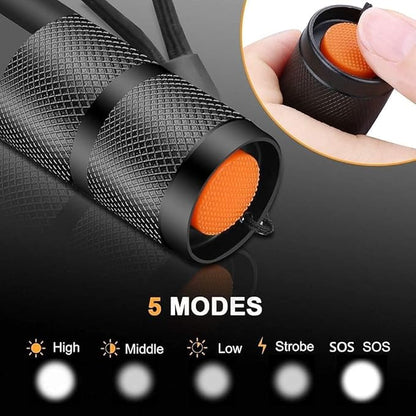 LED Flashlight High Lumens, Bright, Zoomable, Waterproof, Powerful, Emergency Tactical LED Flashlights for Home and 5 Modes, Flashlight for Camping Gear、Hiking、Walking (10Pack)