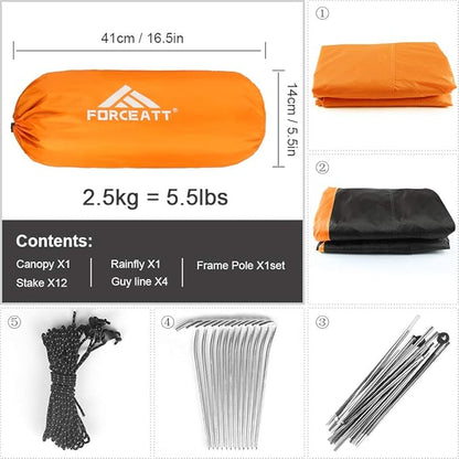 Forceatt Tent for 2 and 3 Person is Waterproof and Windproof, Camping Tent for 3 to 4 Seasons,Lightweight Aluminum Pole Backpacking Tent Can be Set Up Quickly,Great for Hiking