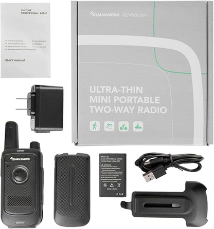 TG-S1 Walkie Talkie Rechargeable Two Way Radio, Long Range Portable FRS Two-Way Radios for Family Camping, Hiking, Car Trip (Black 1 Pack)