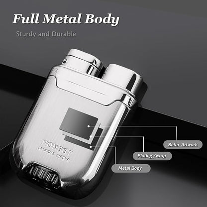 HONEST Torch Lighter Butane Lighter Windproof Lighter Mens Gifts Lighter for Candle Camping Family Use (Carbon Black)