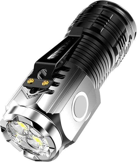 Mini Rechargeable Flashlight with Clip, Pocket LED Small Super Bright Flash Light with USB C Charging, EDC Magnetic Lightweight Tactical 5 Modes Lamp for Camping,Hiking,Emergency