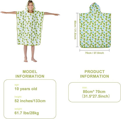 YINHANG Kids Changing Poncho Swim Robe for Girls Boys, Quick Dry Microfiber Hooded Beach Bath Towel Pool Surf Poncho for Swimming, Surfing, Travelling, Camping