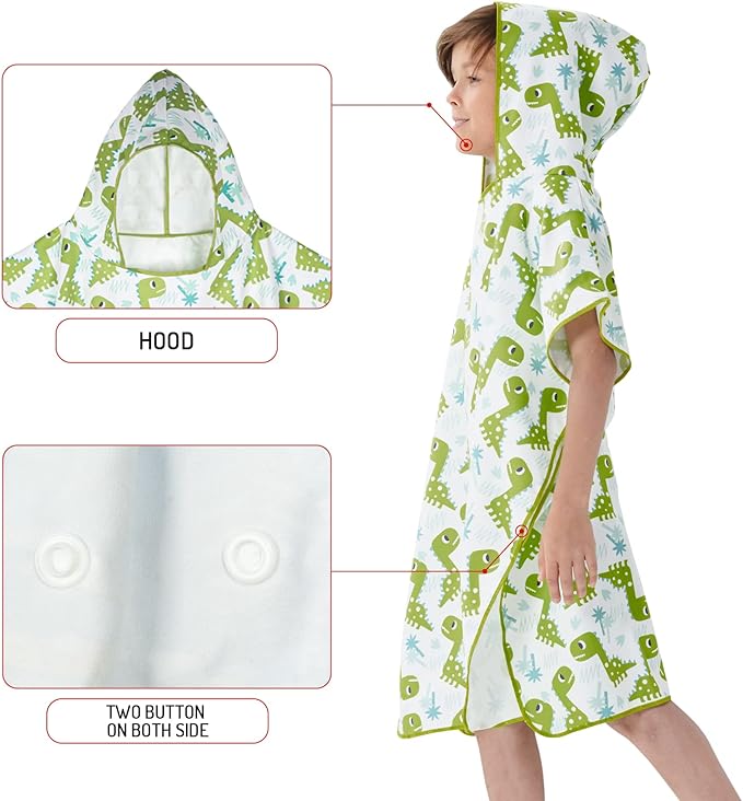 YINHANG Kids Changing Poncho Swim Robe for Girls Boys, Quick Dry Microfiber Hooded Beach Bath Towel Pool Surf Poncho for Swimming, Surfing, Travelling, Camping