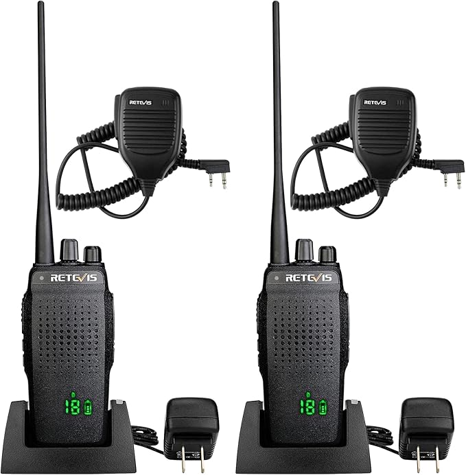 Retevis RT26 Walkie Talkie for Adults Long Range,Walkie Talkies with Shoulder Mic, Shockproof, Professional Two Way Radio with 3000mAh Rechargeable Battery for Security Vehicle Hunting (2 Pack)