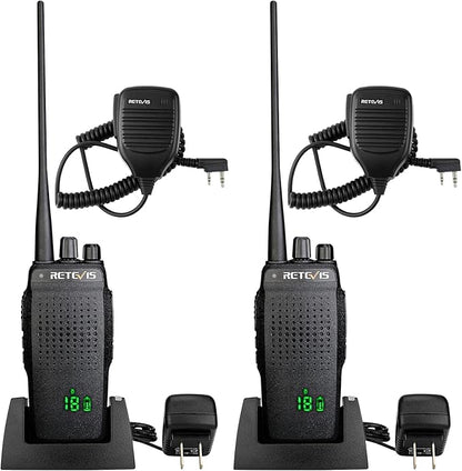 Retevis RT26 Walkie Talkie for Adults Long Range,Walkie Talkies with Shoulder Mic, Shockproof, Professional Two Way Radio with 3000mAh Rechargeable Battery for Security Vehicle Hunting (2 Pack)