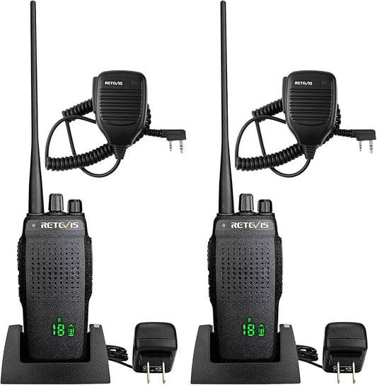Retevis RT26 Walkie Talkie for Adults Long Range,Walkie Talkies with Shoulder Mic, Shockproof, Professional Two Way Radio with 3000mAh Rechargeable Battery for Security Vehicle Hunting (2 Pack)