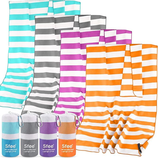 Sfee 2 in 1 Microfiber Travel Towel, Quick Dry Towel Camping Towel Beach Towel Super Absorbent Compact Lightweight Sports Towel Gym Towel Set for Gym, Hiking, Pool, Bath, Yoga (Small: 32''x16'')