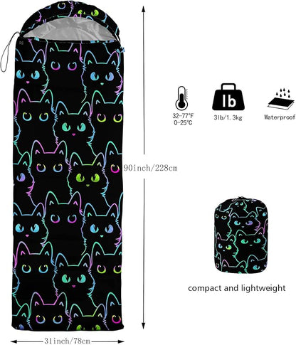 QOOMO Animals Camping Sleeping Bags,3 Season Warm & Cool Weather,Lightweight,Waterproof Sleeping Bags for Adults & Kids,Traveling,and Outdoors,Camping Gear Equipment