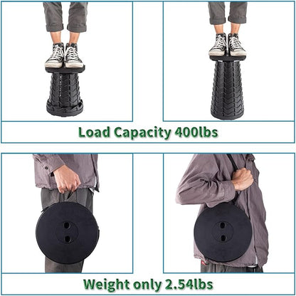 2-Pack Collapsible Stool, Load Capacity 400lbs, Lightweight Yet Sturdy, Upgraded Portable Stool for Camping Fishing Hiking BBQ
