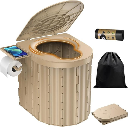 Portable Toilet, Upgraded 12-inch Toilet Seat, Folding Toilet With Removable Paper Holder, Camping Toilet With A Load Capacity Of 450 Lbs, Portable Potty For Indoor, Outdoor, And Emergency Use