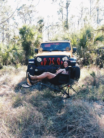 Nice C Hammock Camping Chair, Camping Chair Rocker, Swinging Chair, High Back with Stand, Cup Holder, Side Pocket, Heavy Duty (2, Black w/footrest)