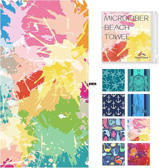 Your Choice Microfiber Beach Towels, Sand Free Beach Towel, Quick Dry Beach Towel, Extra Large Beach Towels for Adults, Kids (67x35 Inch, 60x30 Inch), Travel Towel, Camping Towel