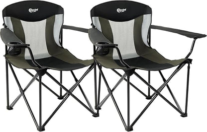 PORTAL Oversized Camping Chair Big and Tall Folding Camp Chair Portable Lawn Chairs Heavy Duty Foldable XXL Outdoor Camping Chair for Adults, Support Up to 600 lbs, Black/Grey