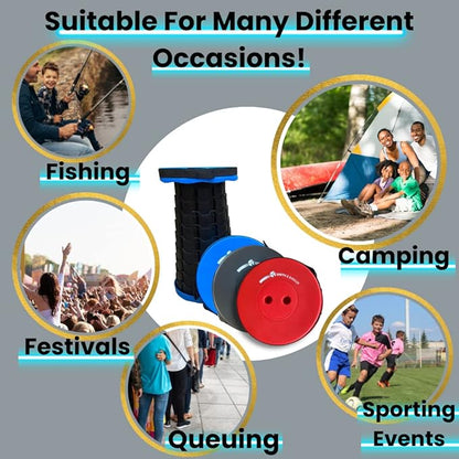 Smith & Barker Upgraded for 2025 Premium Telescopic Folding Stool for Adults and Children Outdoor Indoor Portable Collapsible Foldable Fishing Hiking Camping Festivals Seat (Black)