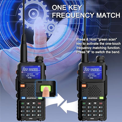 Ham Radio Handheld Baofeng Radio 5RM Upgraded of UV-5R High Power Long Range Walkie Talkies for Adults Multi-Band Two Way Radio NOAA Weather Copy Frequency USB C Charger 999CH Outdoor Hiking Camping