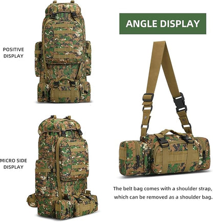 100L Camping Hiking Backpack,Molle military Tactical rucksack backpack,Waterproof Lightweight Hiking Backpack (Woodland Camo-C)