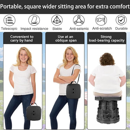 2 Pack Square Collapsible Stool, 400lbs Max Weight, Lightweight But Sturdy, Portable Retractable Folding Telescoping Foldable Camping Stool for Adults Outdoor Fishing Hiking BBQ