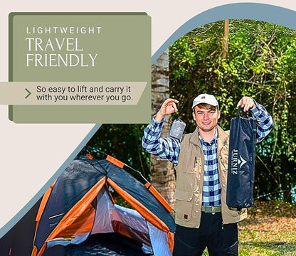 Ultralight Camping Cot with Inflatable Camping Pillow for Adults & Kids; Supports up to 330lbs; 4.85lbs Lightweight Portable Camping Bed for Hiking, Camping & Backpacking with Carry Bag (Green)