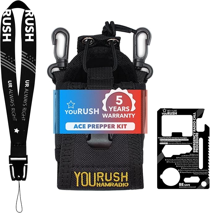 Ham Radio Holder for Baofeng UV-5R Radio Holster Duty Belt & Card Multitool Belt Pouch Compatible with Baofeng BF-F8HP, UV5RUSH, UV-5R, UV-82, UV-H5 Case for Two Way Radio & Prepper Tool