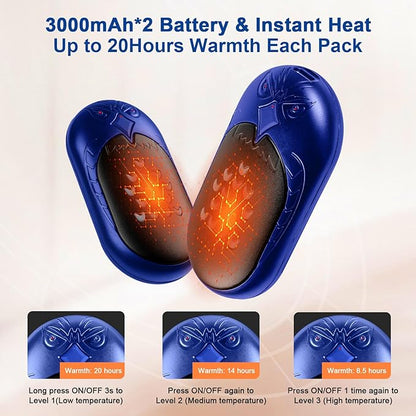 MAKINO Hand Warmers Rechargeable 2 Pack 20Hrs Long Heating 6000mah Electric Portable Pockets Handwarmers Reusable USB Heater for Outdoor Camping Hunting Golf Raynauds Women Men