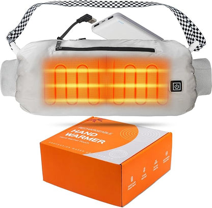 Heated Hand Warmer Pouch with 10000 mAh Rechargeable Battery, Up to 15 Hours of Warmth Electric Heated Hand Muff, Ideal for Football, Golf, Hunting, Fishing, Camping, Winter Outdoor Walk - Gray