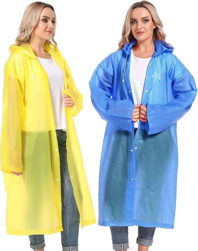 Rain Ponchos for Adults Reusable Raincoats Survival Heavy Duty Military Impermeable 2 Packs Rain Coat…