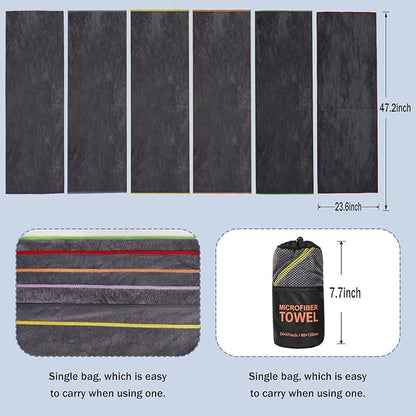 Dofilachy 6 Pack Camping Towel - Camping Towels Quick Dry Towel Microfiber Travel Sports Towel for Camp Bath Beach Swim, Large 24” x 48”
