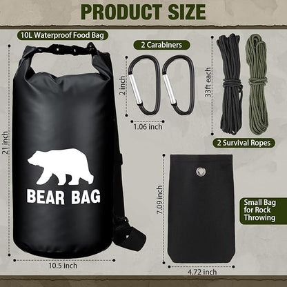 1 Set Bear Food Bag for Camping Ultralight Food Bag Hanging System Includes Waterproof Bear Bag, Nylon Ropes, Hooks for Camping Backpacking