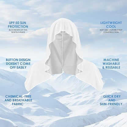 3 Pack Cooling Hoodie Towels for Neck and Face, UPF 50 Sun Protection & Instant Cooling, Ice Towels for Hot Weather, Soft Breathable Towel for Sport, Work Out, Gym, Camping & More Activities