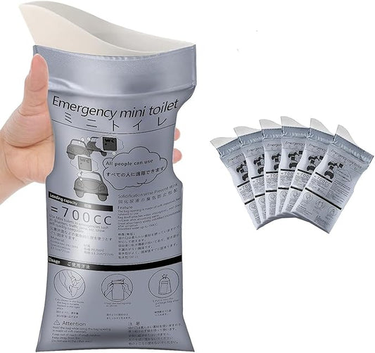 LePvo 6 Pack Disposable Urine Bags, 700ML Travel Pee Bags Unisex Urinal Bag Vomit Bag for Travel Traffic Jam Emergency Portable Car Vomit Bag Disposable Urine Bag for Men Women Kids