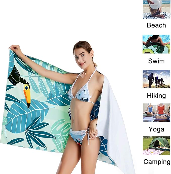 CHARS Microfiber Quick Drying Beach Towel Super Absorbent & Sand Free Towel for Kids Teens Adults Travel Gym Camping Pool Yoga Outdoor and Picnic(63"×31"/63"×39")