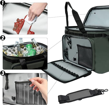 Deep Freeze Cooler Soft Sided Cooler Bag, 34 Can Collapsible Insulated Ice Chest, Large Leakproof Camping & Travel Cooler for Kayaking & Beach