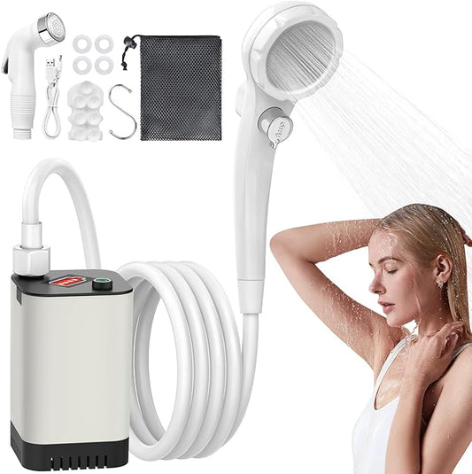 INSMART Portable Camping Shower, Rechargeable Electric Shower Pump,Multiple Spray Modes Head with Handheld Adjustment for Outdoor Hiking, RV Travel, Traveling,Washing,Camp, Pet Cleaning,Car Wash