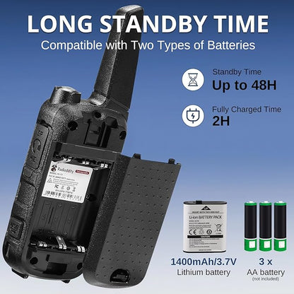 Radioddity FS-T7 Walkie Talkies for Adults Kids Long Range Rechargeable Walky Talky FRS NOAA Two Way Radio, License Free with VOX, USB-C Charging, Flashlight, for Camping Hiking, 2 Pack