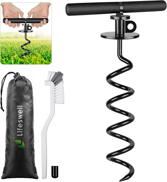 15 Inch Dog Tie Out Stake, Heavy Duty Dog Spiral Stake for Medium to Large Dogs up to 220lbs, No Tangle, Dog Anchor for Yard, Camping, and Beach