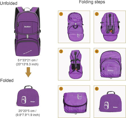35L Lightweight Backpack Foldable Hiking Daypack Packable Travel Day Bag for Men Women Outdoor Walking Camping