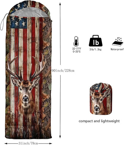 Kids Sleeping Bag for Boys Girls,Western Cowboy Print-Lightweight Warm Portable Outdoor Indoor-Waterproof Cold Weather Resistant Sleeping Bag for Camping Hiking