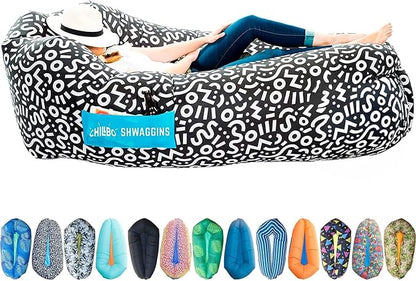 Chillbo Shwaggins Inflatable Couch – Cool Inflatable Lounger Easy Setup Inflatable Chair is Perfect for Beach Gear, Camping Fun and Festival Accessories.