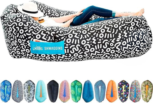 Chillbo Shwaggins Inflatable Couch – Cool Inflatable Lounger Easy Setup Inflatable Chair is Perfect for Beach Gear, Camping Fun and Festival Accessories.
