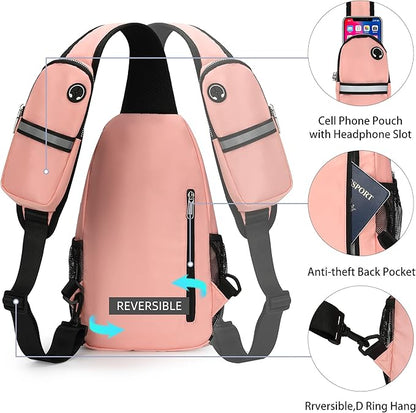 Sling Backpack Crossbody Sling Bag for Women Men Multipurpose Travel Essentials Hiking Chest Bag Daypack