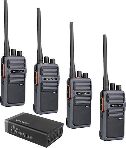 Retevis RB17 Walkie Talkies Long Range,Heavy Duty 2 Way Radios with 4400mAh Large Capacity Battery,Handheld VOX Emergency Alarm,Portable Two Way Radio for Adults Skiing Hunting Hiking(4 Pack)
